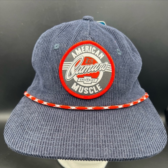 Chevrolet Camaro Z28 Hat American Muscle Circle Patch Navy Rope Corduroy Cap NWT - Picture 1 of 8